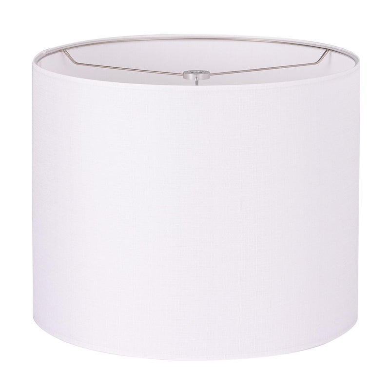 Wellmet 16"x16"x12" Assembly Required Lampshade for Table Lamp, Bedside Lamp, Floor Lamp, Fabric Drum Lampshade Classic Modern Style, Spider Fitter, White - Image 1